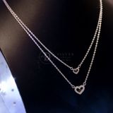  Dây Chuyền Kiểu Layer 2 Dây - Dây Chuyền Trái Tim Tặng Bạn Gái - Double Heart Silver Necklace 375DCT 