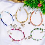  Vòng Đá Vát Aquamarine Kết Hợp Lapis & Moonstone Size Mini Phối Charm Galaxy 