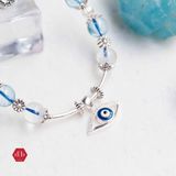  Vòng Đá Topaz & Ưu Linh Trắng Phối Charm Blue Eye 