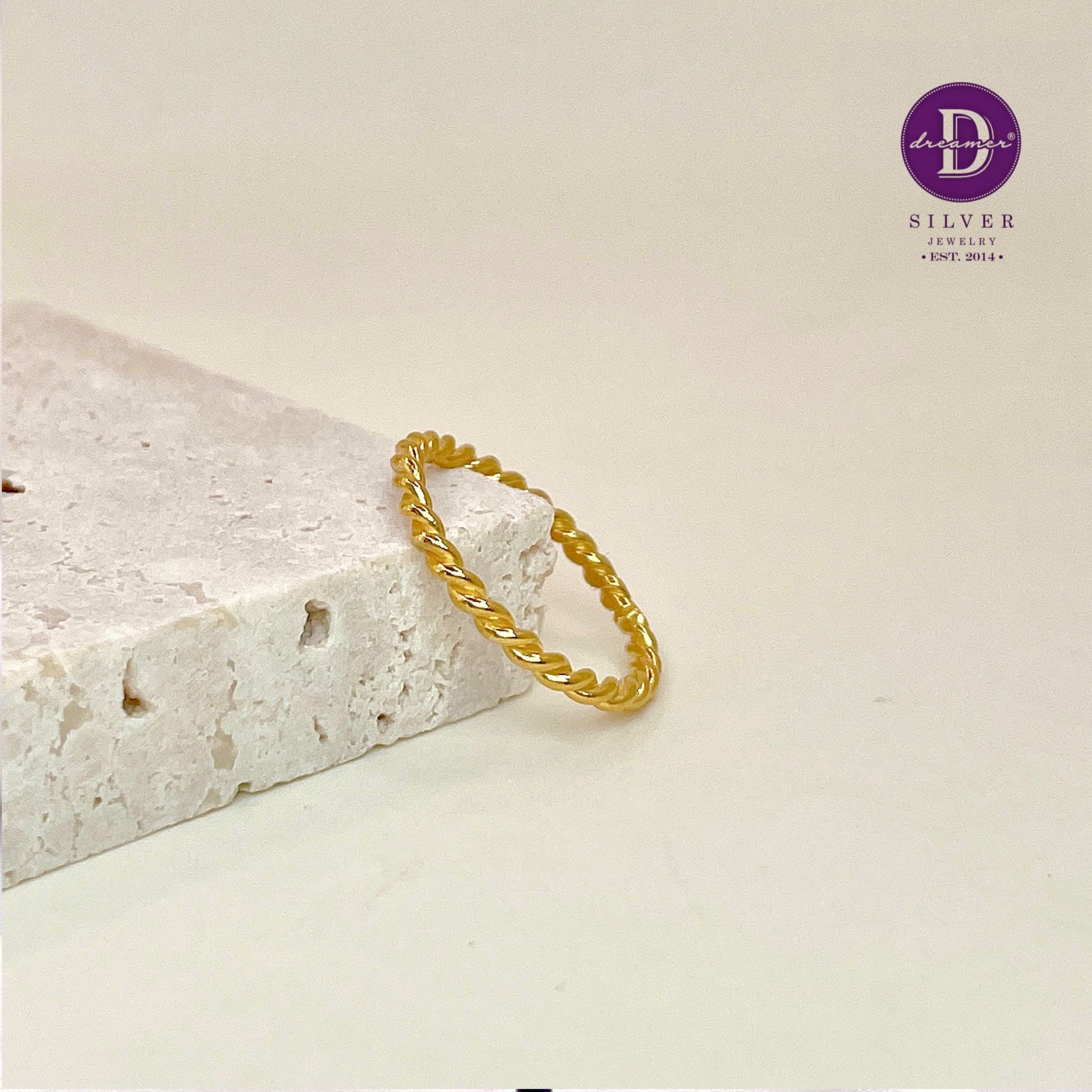  Twist Minimal Ring - Gold Plated Ring - Nhẫn Trơn Xoắn - 1003NT 