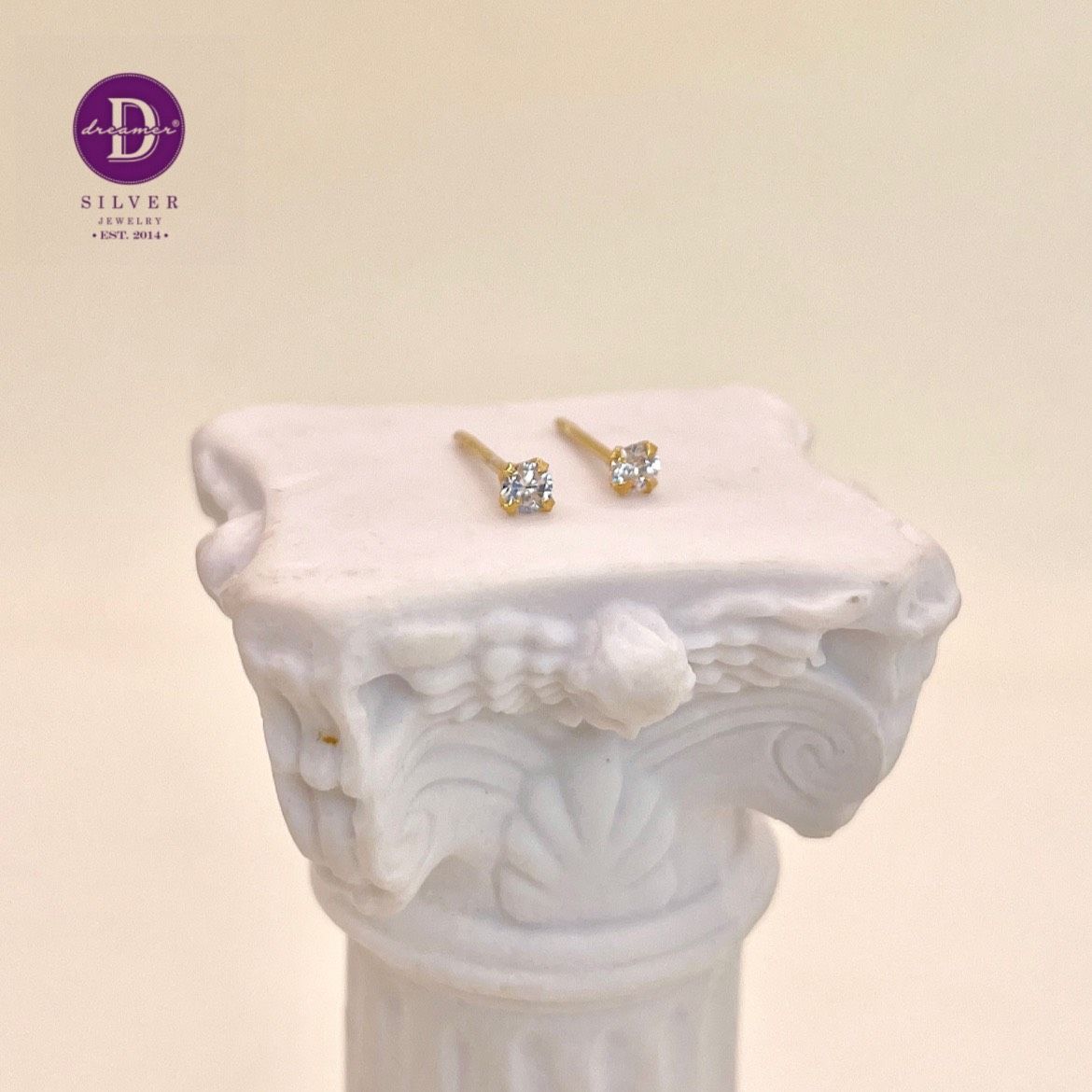  Gemstone Earrings - Gold Plated Earrings - Hoa tai Gem Stone Đá Trắng (2 li) - Đá Vuông (5 li) - Đá 6 chấu (7li)  1021BTH 2476BTH 2399BTDV 
