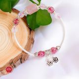  Vòng đá Lu thống Thạch Anh Hồng, Moon Stone, Thạch Anh Dâu phối charm rose 