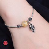  Vòng Đá One Stone - Đá Thạch Anh Tóc Vàng Phối Charm Lucky Cat & Lotus 