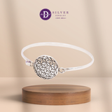  Kiềng Bạc 925 Oxy Hoá Đen Cá Tính Mặt Hoa Văn Đặc Biệt - Pattern Circle Silver Bangle - K200 