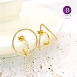  Triangle & Circle Planet Line Earrings - Gold Plated Earrings - 2465BTT 
