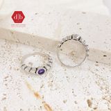  Amethyst Heart Line Silver Ring - Nhẫn Bạc 925 Đá Thạch Anh Tím 002SR 