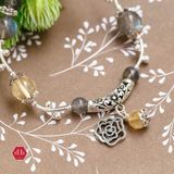  Vòng Đá Hắc Nguyệt Quang & Citrine Phối Charm Floral 