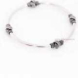  Kiềng Bạc 925 Oxy Hoá Đen Cá Tính - Black Wool Balls Braid Silver Bangle K202 