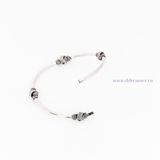  Kiềng Bạc 925 Oxy Hoá Đen Cá Tính - Black Wool Balls Braid Silver Bangle K202 