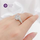  Silver 925 Rings - Nhẫn Bạc 925 -Nhẫn Premium Đá Chủ Ổ Hoa Bản 2 Line Đá-P2608NH 