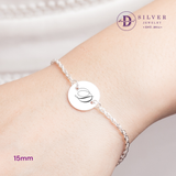  Engravable Circle Bracelet - Sterling Silver Personalised Friendship Bracelet  - Lắc Tay Mặt Tròn Khắc Chữ 1266VTT 1265VTT - Quà Tặng Ý Nghĩa 