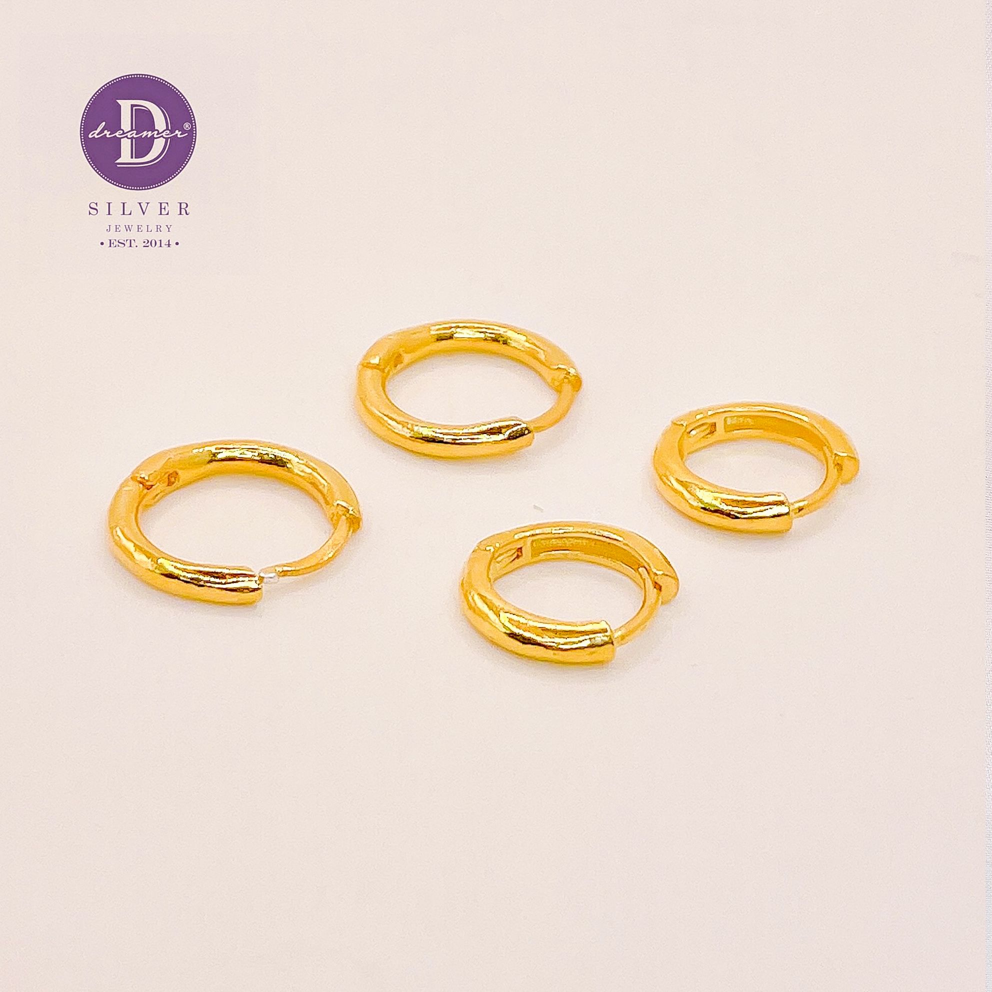 Essential Basic Hoops - Gold Plated Earrings - Khoen Tròn Hoop - Chỉ Tròn 2li (10mm-13mm) - 2996BTK & 2997BTK 