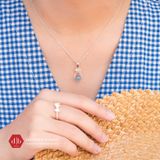  Mặt Dây Chuyền Đá Aquamarine Hỗ Trợ Sức Khoẻ -  Dây Chuyền Nơ Nữ Tính - Dây Chuyền Đá Phong Thuỷ 