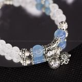  Vòng Tay Đá Aquamarine Kết Hợp Ưu Linh Trắng Charm Bạc Túi Tiền, Voi 