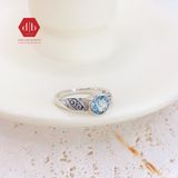  Blue Topaz Gemstone Silver Ring - Nhẫn Bạc 925 Đá Topaz Xanh Trời 014SR 