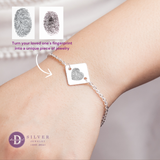  Engravable Square Pendant Bracelet - Sterling Silver Personalised Friendship Bracelet  - Lắc Tay Mặt Vuông Khắc Chữ 1268VTT - Quà Tặng Ý Nghĩa 