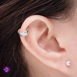  Hoa Tai Bạc 925 Kẹp Vành Earcuff Double Side Twist 2229EC 