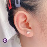  Hoa Tai Bạc 925 Cỏ 4 Lá Trơn Nhỏ - Tiny Lucky Flower 347BTT 