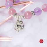  Vòng đá Thạch Anh Hồng kết hợp Thạch Anh Tím phối charm Lucky Cat & Fish 