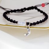  Vòng Tay Dây Thắt Lu Thống Moon Stone Mini Charm Bạc 925 Trăng Sao 