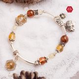  Vòng Đá Thạch Anh Tóc Vàng, Thạch Anh Tóc Nâu Đỏ Kết Hợp Đá Moonstone Phối Charm 