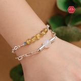  Vòng Tay Dây Xích Bạc Phối Đá Thiên Nhiên - Đá Mặt Trăng - Silver Big Chain Bracelet 