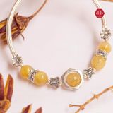  Vòng Tay 5 Stones Đá Thạch Anh Tóc Vàng Phối Charm Floral 