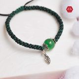  Vòng Thắt Đá Thạch Anh Dâu Xanh Phối Charm Lá 