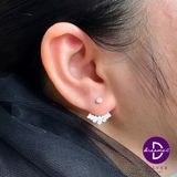  Hoa Tai Bạc 925 Earjackets Hình Giọt Sương Đính Đá - Round Stone Teardrop Curve 2348EJ 