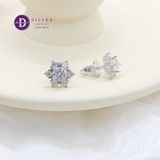  Bông Tai Nữ Đính Đá Moissanite 5Li - Bông Tai Bạc 925 Kiểu Hoa Tuyết Đính Full Moi - Moissanite Earrings MBT018 