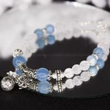  Vòng Tay Đá Aquamarine Kết Hợp Ưu Linh Trắng Charm Bạc Túi Tiền, Voi 