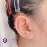  Bông Tai Bạc 925- Hoa tai Earclimber Mini Plain Leaf-Silver Earrings-2381ECB 