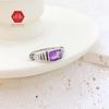 Amethyst Rectangle Stone Silver Ring - Nhẫn Bạc 925 Đá Thạch Anh Tím 017SR