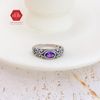 Nhẫn Amethyst Thạch Anh Tím - Oxidize Pattern Oval Gem - 020SR