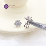  Bông Tai Nữ Đính Đá Moissanite 5Li - Bông Tai Bạc 925 Kiểu Hoa Tuyết Đính Full Moi - Moissanite Earrings MBT018 