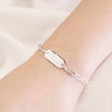  Vòng Tay Bạc 925 Bản Khắc Chữ Dây Xích Dày -  Bill Big Tag Oval Chain Bracelet 801VTT 