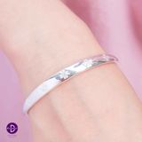  Kiềng Bạc 929 Cỏ 4 Lá Five Lucky Flowers Silver Bangle K340 