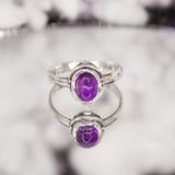  Amethyst Oval Stone Silver Ring - Nhẫn Bạc 925 đá Thạch Anh Tím - 246SR 