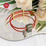  Vòng tay dây cứng đá Lu Thống Thạch Anh Tóc Xanh Lá mix Charm Bạc 925 - Gemstone Bracelets Ddreamer 