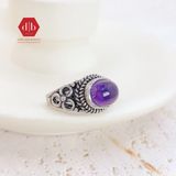  Amethyst Gemstone Silver Ring - Nhẫn Bạc 925 Đá Thạch Anh Tím 036SR 