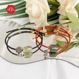  Vòng tay dây cứng đá Lu Thống Thạch Anh Tóc Xanh Lá mix Charm Bạc 925 - Gemstone Bracelets Ddreamer 