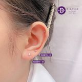  Hoa Tai Bạc 925 - Hoa Tai Gemstone 1 Viên Đá Cz Trắng - Đá Đen Đơn Giản - Black/White CZ Stone Sliver 925 Earrings Ddreamer 1022BTH 