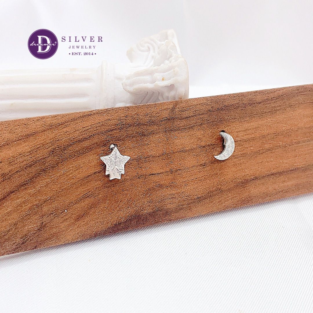  Silver 925 Earrings -Hoa Tai Bạc 925-Hoa Tai Moon & Star Đính Đá- 3026BTH 