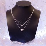  Dây Chuyền Kiểu Layer 2 Dây - Dây Chuyền Trái Tim Tặng Bạn Gái - Double Heart Silver Necklace 375DCT 