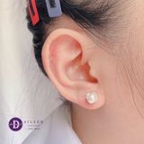  Bông Tai Ngọc Trai Nhân Tạo - Bông Tai Bạc 925  Kiểu Ngọc Trai Đế Dợn Sóng - Mini Wave Pearl 6mm 1205BTH 