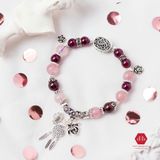  Vòng đá Thạch Anh Hồng và Garnet phối với charm độc đáo 