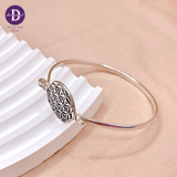  Kiềng Bạc 925 Oxy Hoá Đen Cá Tính Mặt Hoa Văn Đặc Biệt - Pattern Circle Silver Bangle - K200 