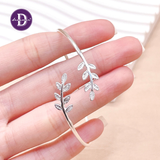  Kiềng Bạc 925 Lá Olive - Double Olive Leaf Silver Bangle (Sterling Silver) Ddreamer  K093 