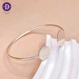  Kiềng Bạc 925 Kiềng 2 Mặt Tròn Trơn - Fullmoon  Silver Bangle K129 