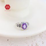  Amethyst Oval Stone Silver Ring - Nhẫn đá Thạch Anh Tím - 243SR 